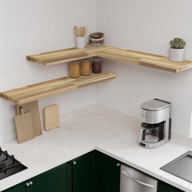 Comptoir de cuisine en bois massif Gladys, Acacia naturel, H 1,5 po x l 72 po x P 12 po
