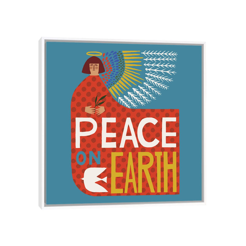 Peace Earth - Wall Art Print - Framed Canvas, 26" H x 26" W, Framed Print without Mat, White