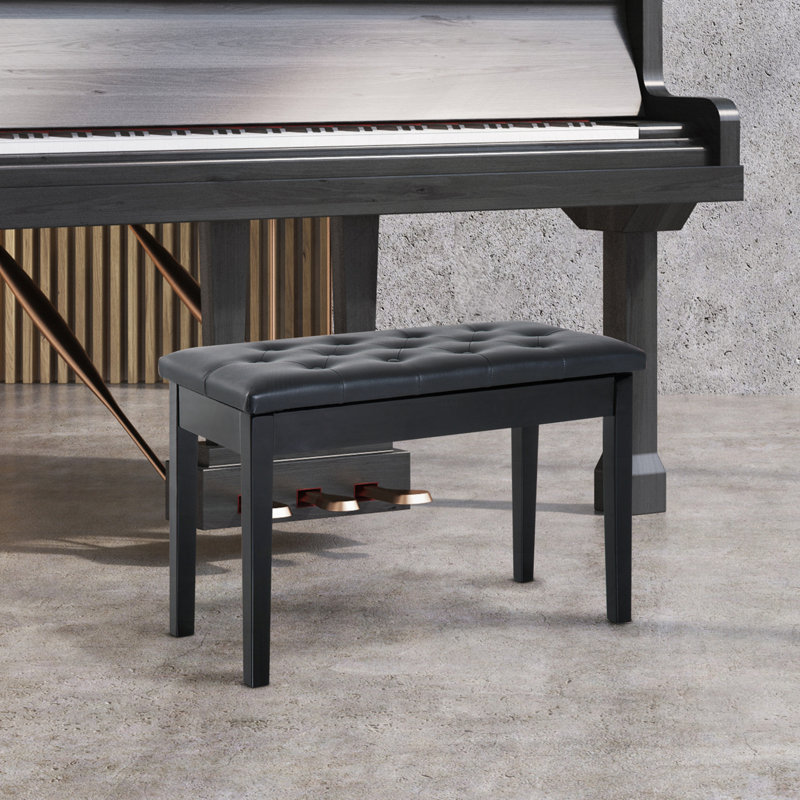 Banquette de piano capitonnée à boutons capitonnée, Noir