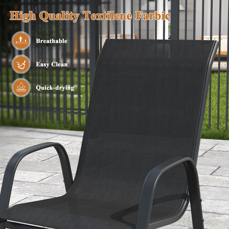 6-Person Outdoor Dining Set, Black/Charcoal