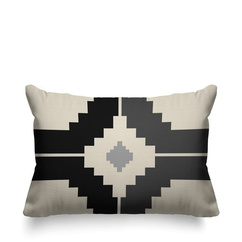 Coussin intérieur / extérieur Kele Southwestern, Noir