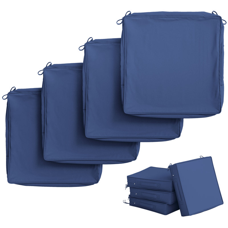 Outdoor  4'' Non-Slip Cushion Cover Water-Repellent Seat Cushion Slipcover With Portable Carry Handle., 22" W x 22" D, 4"