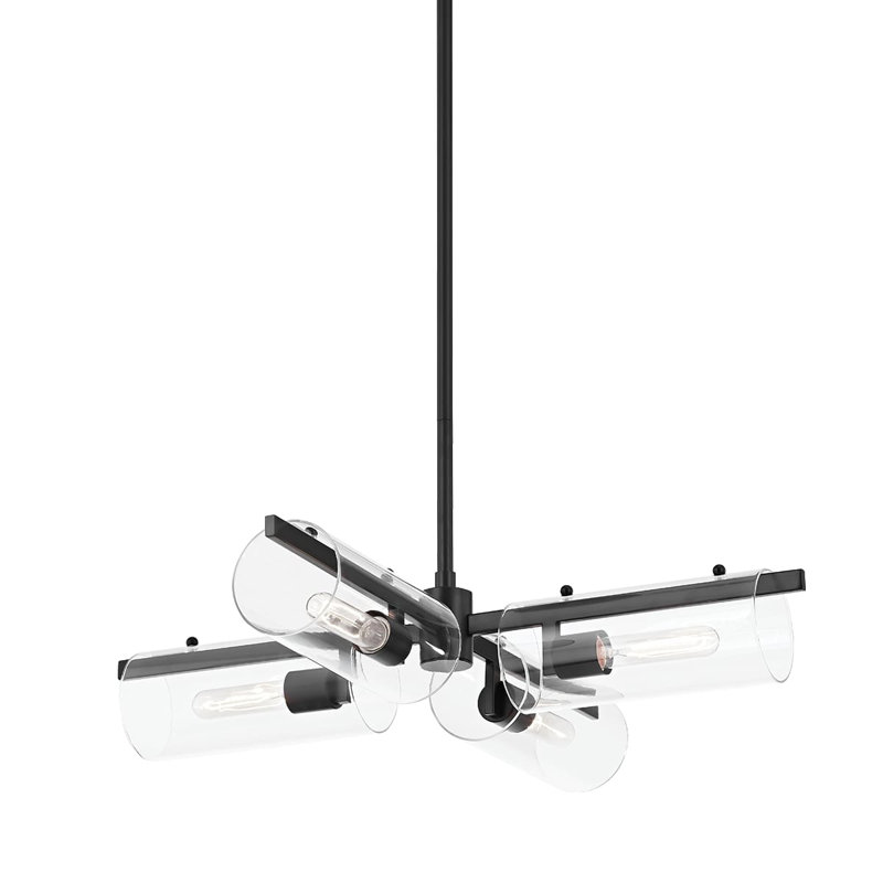 Lustre linéaire moderne Spoutnik 4 lumières Ariel, Noir doux