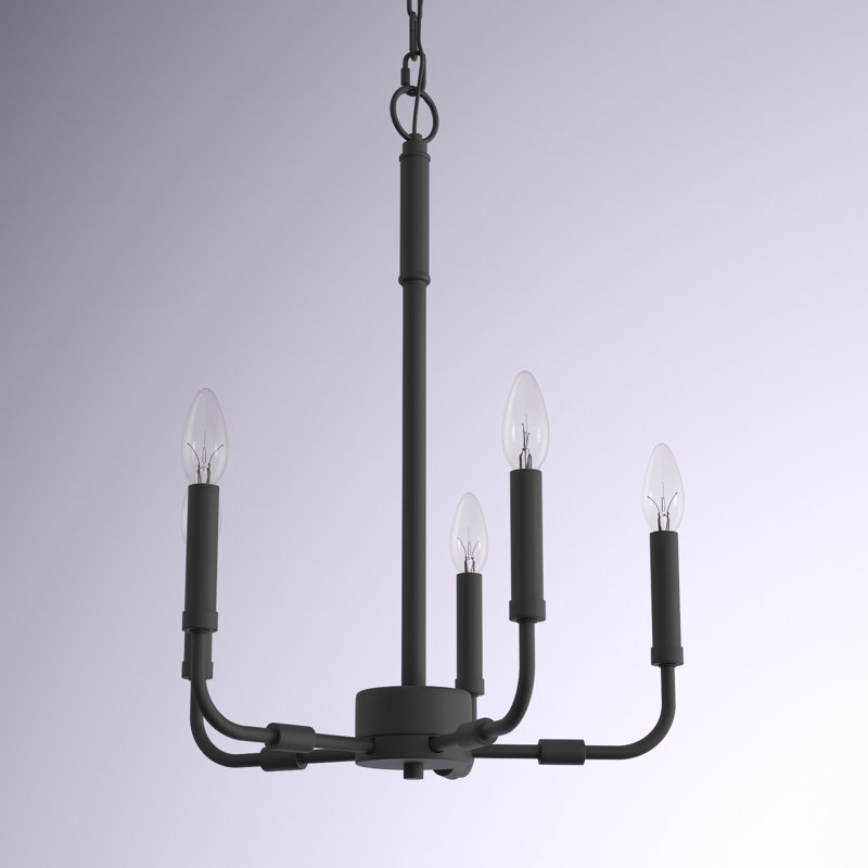 Aarshiya 5 - Light Steel Dimmable Chandelier, 21.25" H x 18" W x 18" D, Matte Black