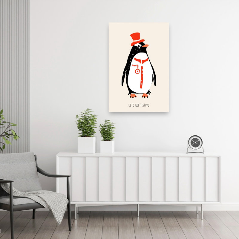 «Dapper Festive Penguin Elegant», 36" H x 24" W