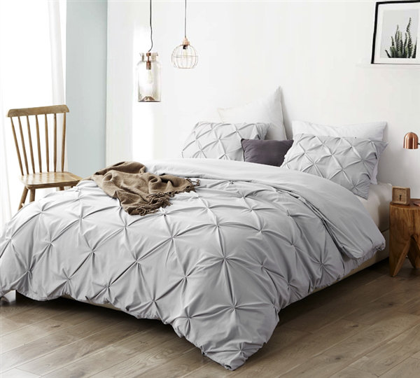 Soft Pin Tuck Duvet Cover Set, Queen Duvet Cover + 2 Shams