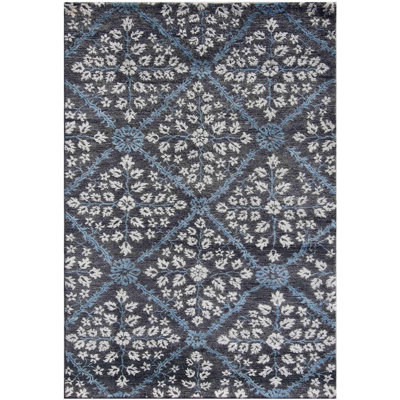 Rectangle 116 cm x 174 cm Geometric Hand Knotted Area Rug