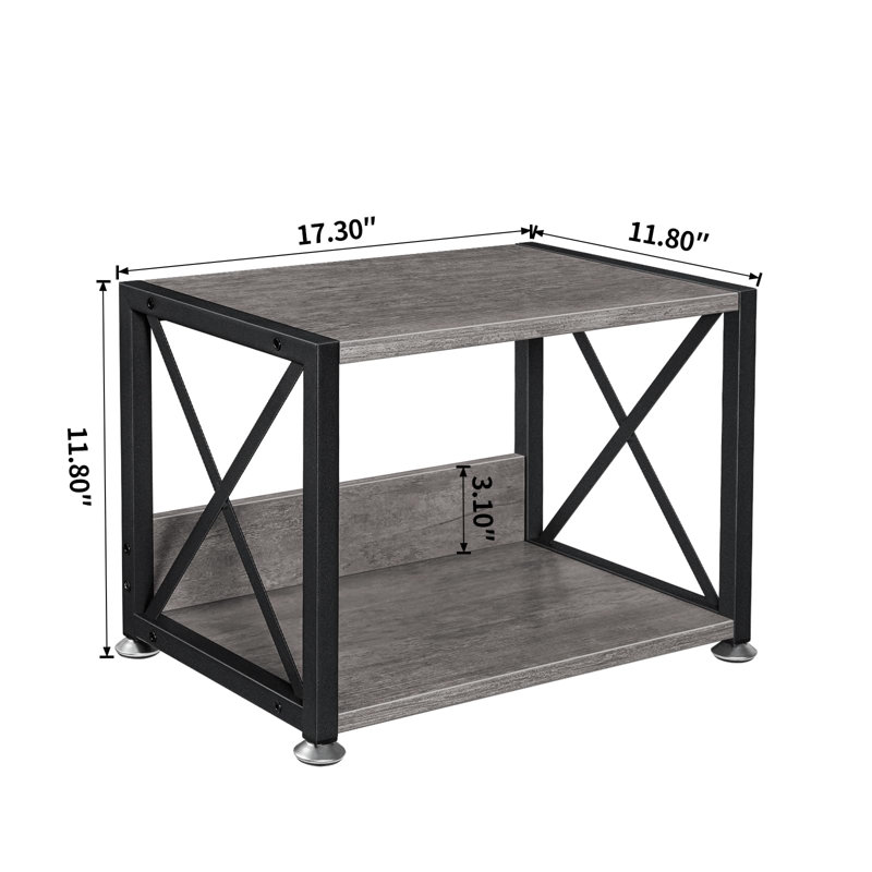 Desktop Printer Stand With Double Layer Wooden Storage Shelves, Multi-Function Desktop Organizer With Adjustable Non-Slip Feet