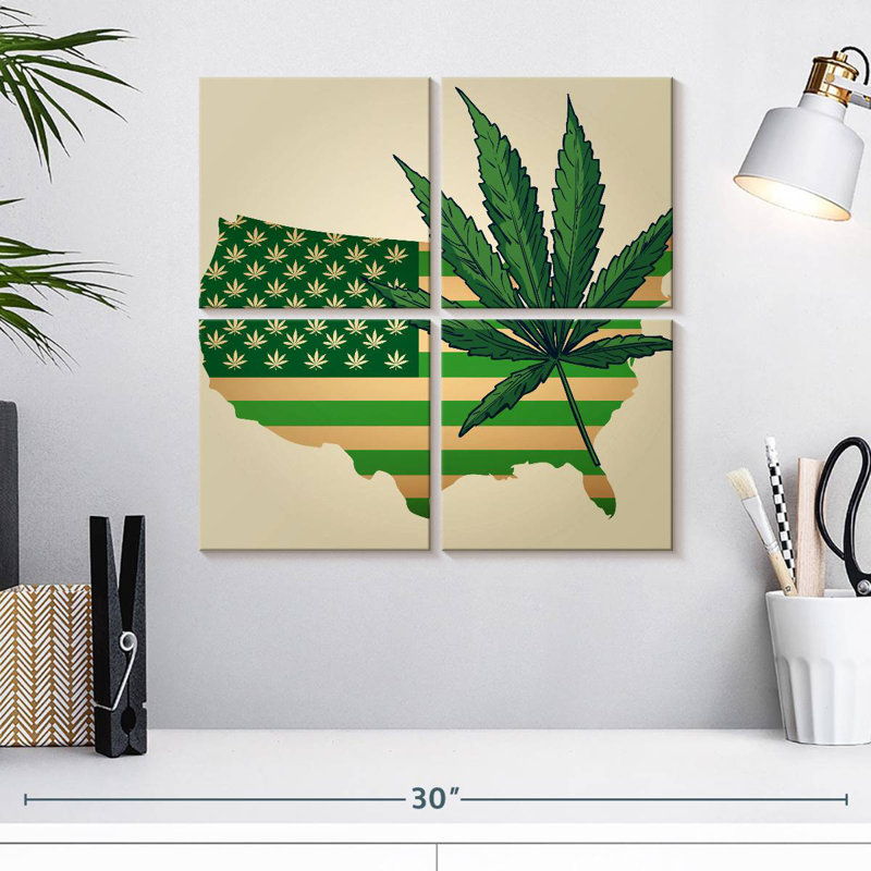 Marijuana Leaf USA Map, 18" H x 18" W