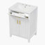 Ensemble de meuble-lavabo 24 po avec lavabo en céramique, meuble-lavabo luxueux, blanc-103675882