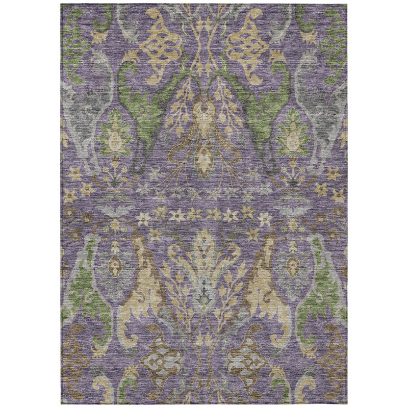 Addison Purple Synthetic Flat Woven Washable Rug, 2'6" x 3'10"