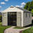 10 Ft. W X 12 Ft. D Plastic Storage Shed With Floor, Resin Shed With Reinforced Steel Structure, Beige