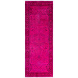 Overdyed Hand-Knotted Wool Modern-Contemporary Pink Runner 3' 10" x 10' 3"