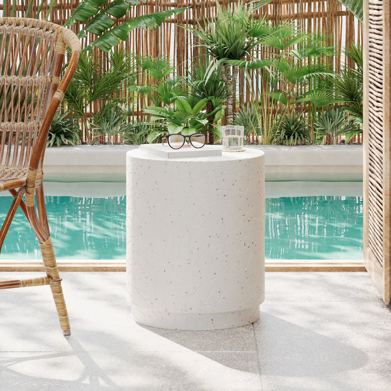 Table de bout d'extérieur en béton, table d'appoint pour le salon Terrazzo