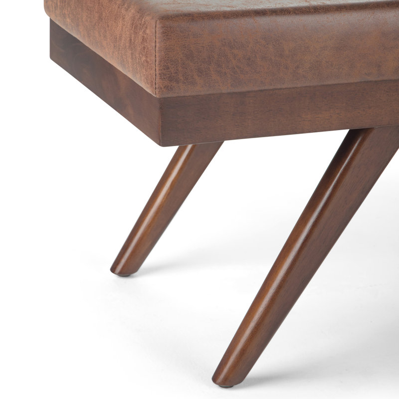 Chanelle 48" Distressed Umber Brown Wood Ottoman Bench