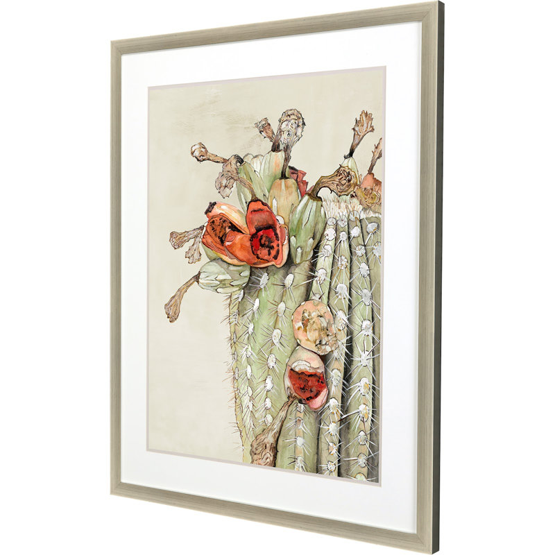 Silver Framed Cactus Landscape Print by Hatfiled
