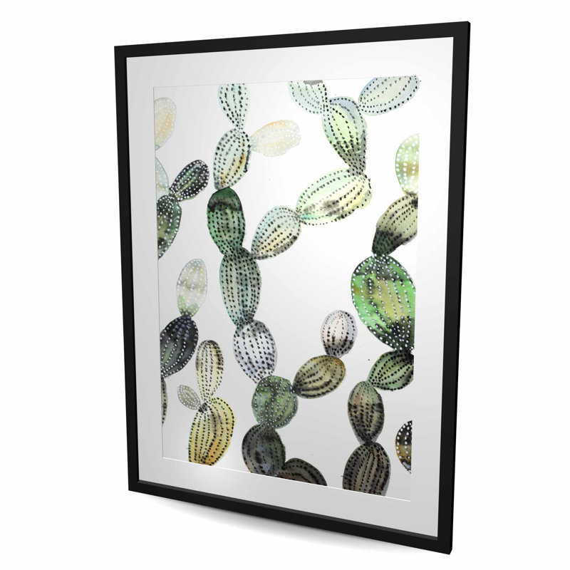 Motif de cactus Opuntia - reproduction encadrée mate pour décoration intérieure