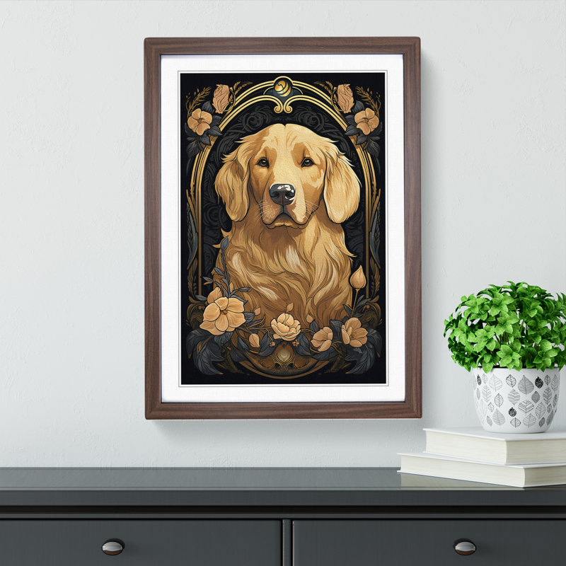 Golden Retriever Nouveau - Framed Print