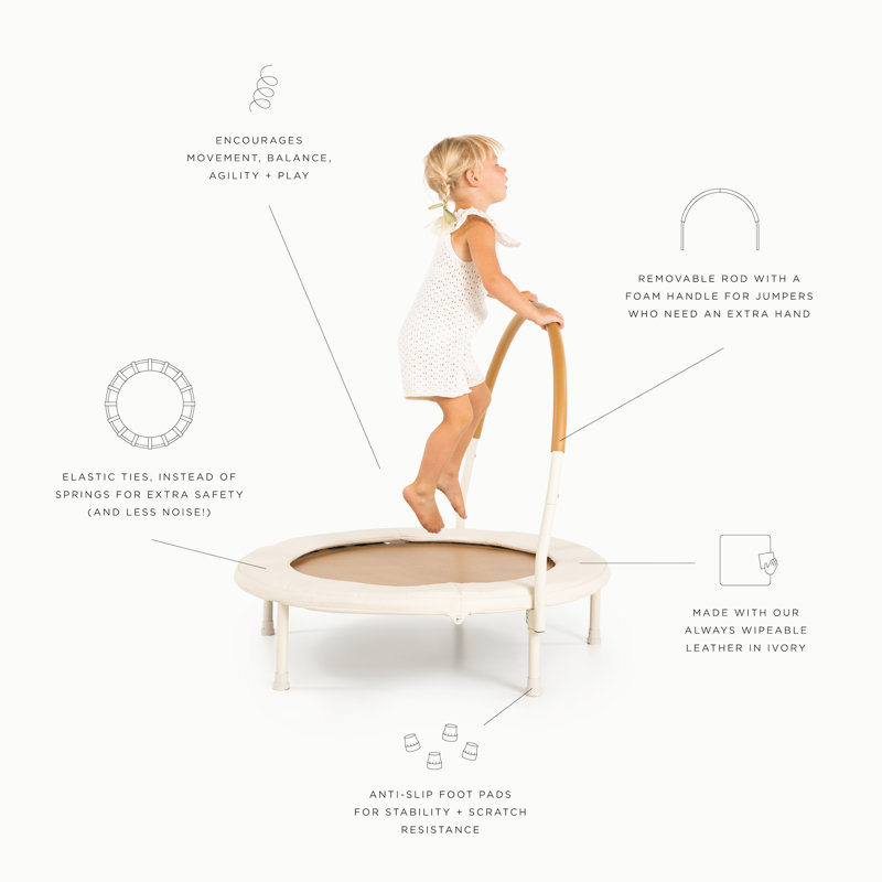 Gathre USA Round Indoor Kid / Toddler Trampoline with Handlebar