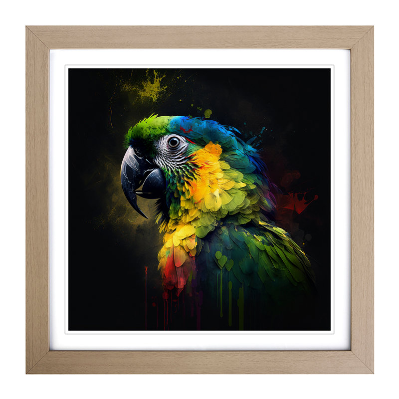 ParrotNo.1 - Framed Print, Oak