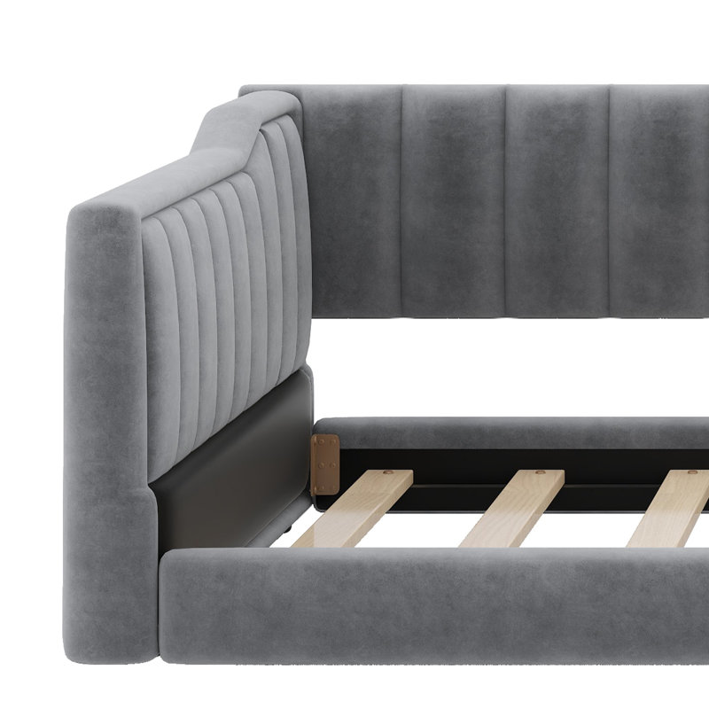 Lit de jour avec poche de rangement latérale pour les chambres d'amis, Très grand simple, Gris