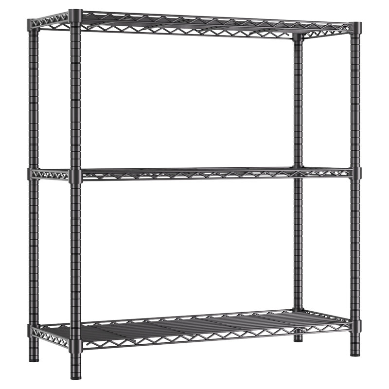 Étagère de garage robuste à 3 niveaux avec 400 lb Capacité de tablette, noir, H 47 po x l 48 po x P 20 po, Noir
