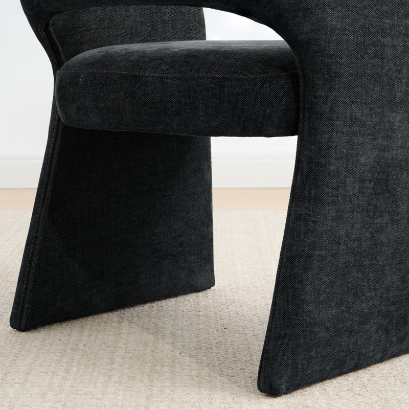 Ensemble de table de salle à manger pour 6 personnes avec table ovale extensible et 6 chaises rembourrées en tissu, Black