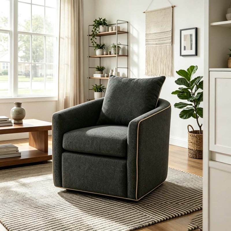 Fauteuil pivotant rembourré Fauteuil club, Gris foncé