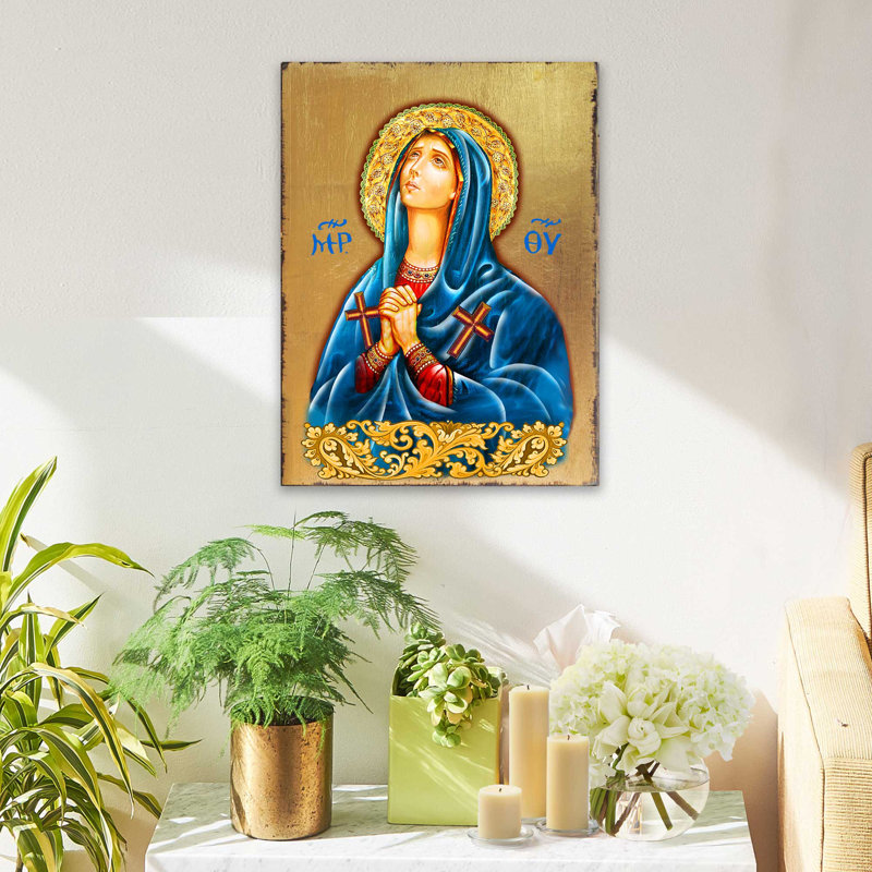 Icône Maria Magdalena - Peinture sur bois, L 9 po x H 12 po