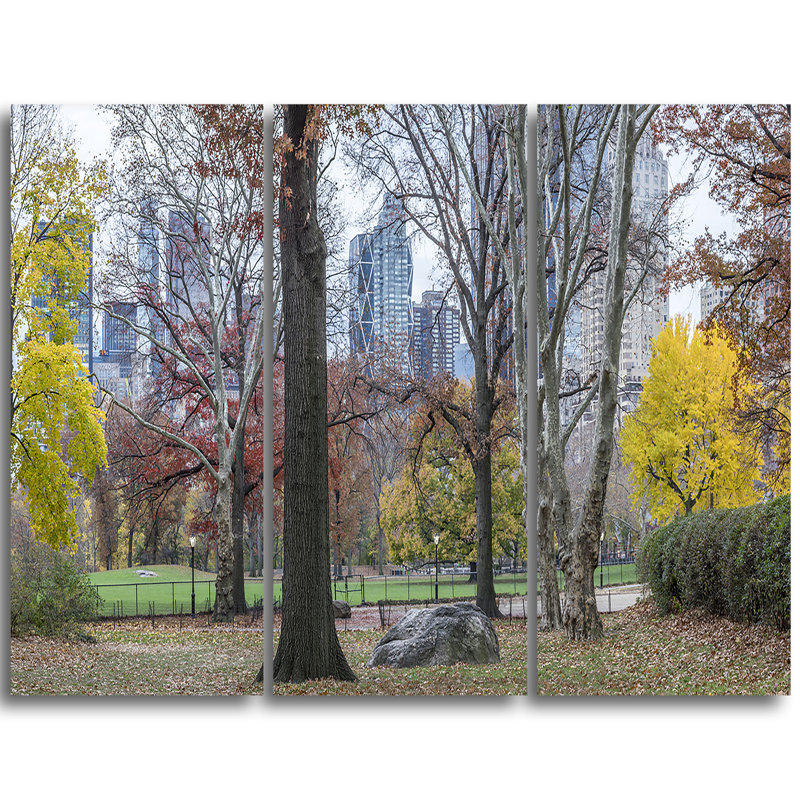 «Central Park New York City in Autumn», ensemble de 3 reproductions de photos sur toiles tendues