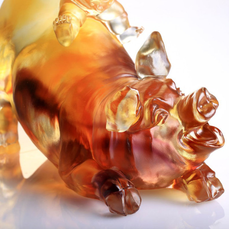 Handmade Animal, Person Figurine, Amber/Purple Clear