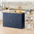 Modern Farmhouse 53-Inch Kitchen Island With Drawers, Trash Can Storage, Navy Blue | Gift Idea-502816365