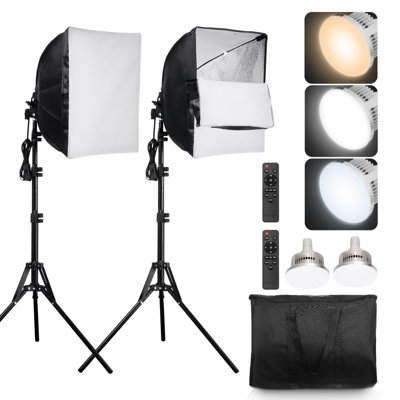 Softbox Lighting Kit 16 in x 16 in 3000-6500K Adjustable for Shooting