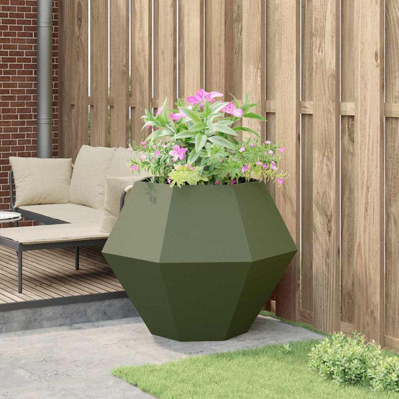  Planter Steel, Olive Green, 80cm H x 100cm W x 100cm D