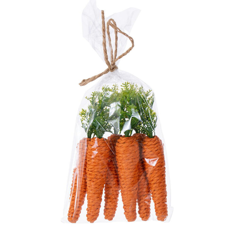 Vickerman Artificial Carrots. Each carrot measures 7" tall and 3" wide. Includes six carrots per bag.