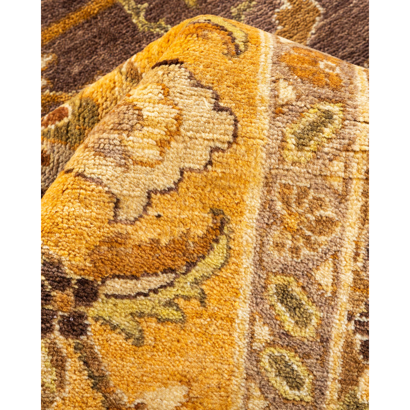 Tapis unique noué à la main Keenan - noyer, 10 pi 2 po x 13 pi 10 po