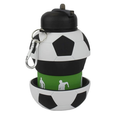 Maccabi Art: Collapsible 1 Liter Water Bottle - Soccer Ball - Silicone, 33oz Capacity