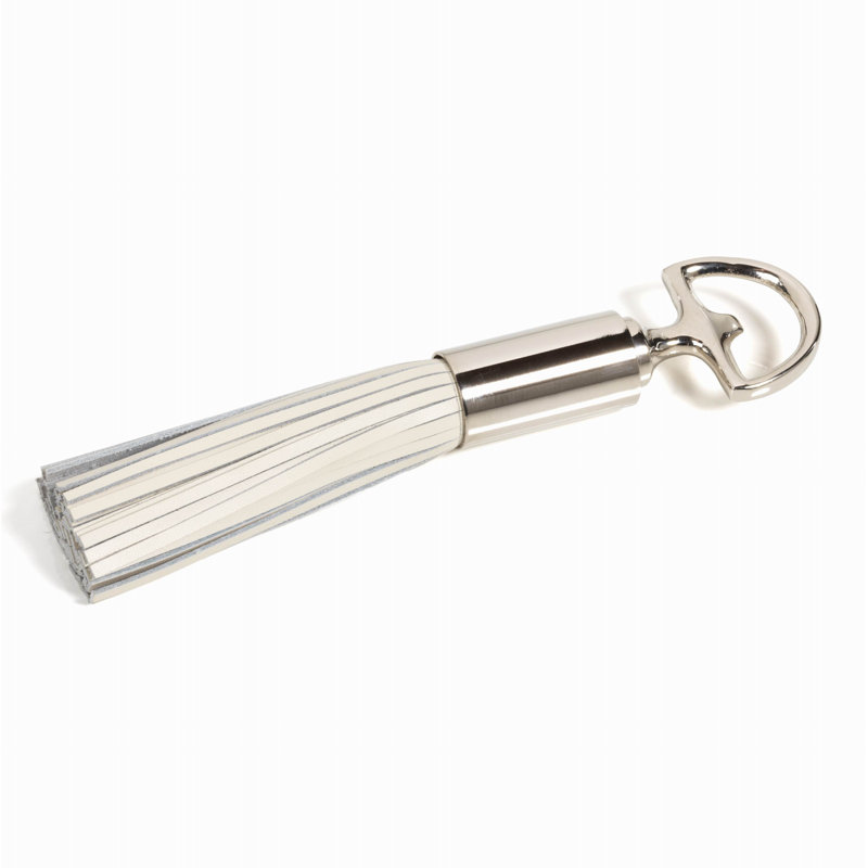 Ouvre-bouteille en cuir nickel Vinson, Blanc