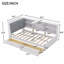 Lit plateforme simple en bois avec tête de lit, tablettes et 2 tiroirs-575165669
