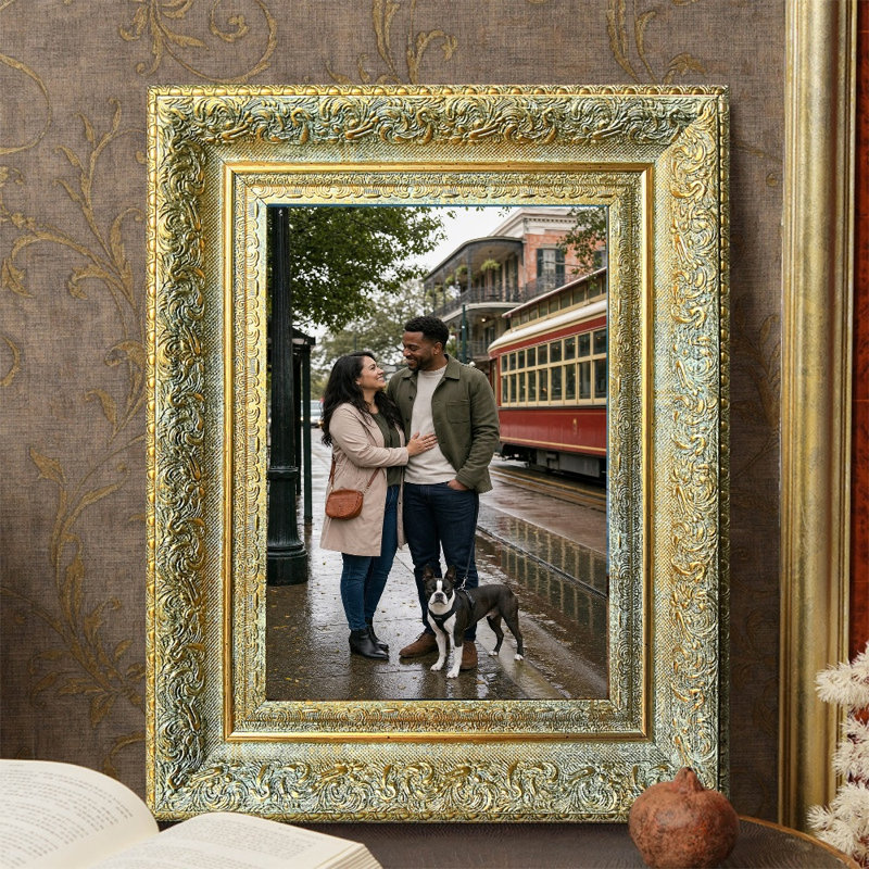 Cadre photo mural doré antique 1 pièce 8 po x 10 po avec galerie