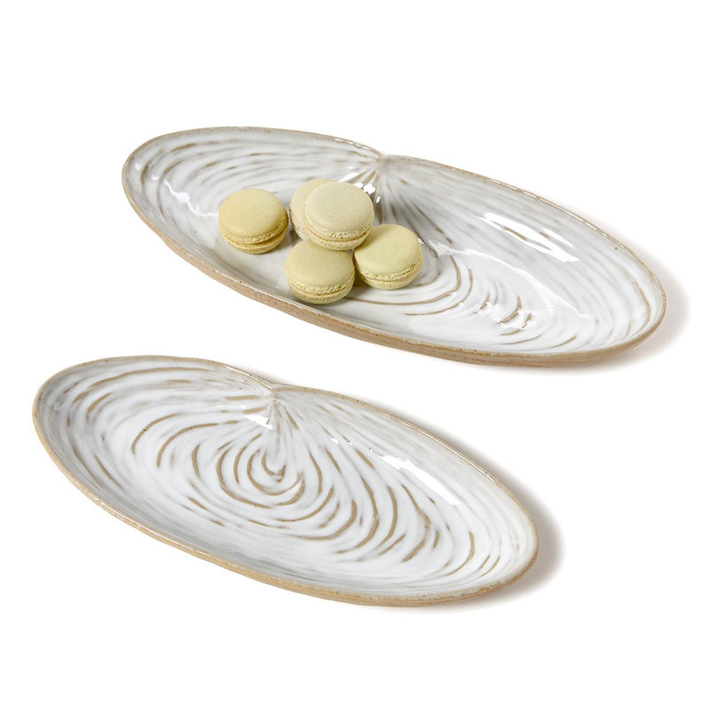 Ensemble de 2 assiettes à moules en grès Artisanal