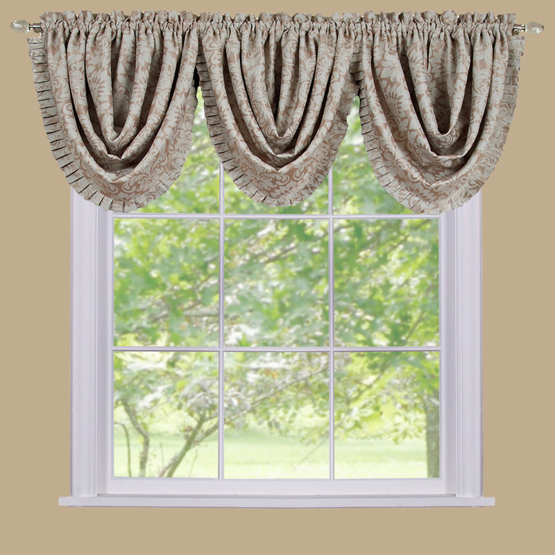 Beauvale Damask Balloon 48'' W Window Valance, Tan