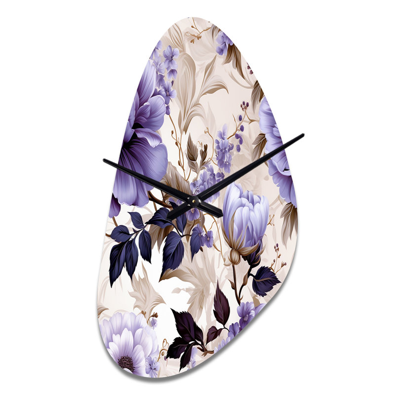 Victorian Elegance Soft Lavender Blossom II - Grande horloge murale 3D, Moyenne