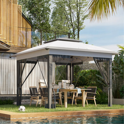 12' X 12' Pop Up Canopy Tent With Netting And Carry Bag, Instant Sun Shelter With 137 Sq.Ft Shade, Tents For Parties, Height Adjustable, For Outdoor, Garden, Patio, Grey