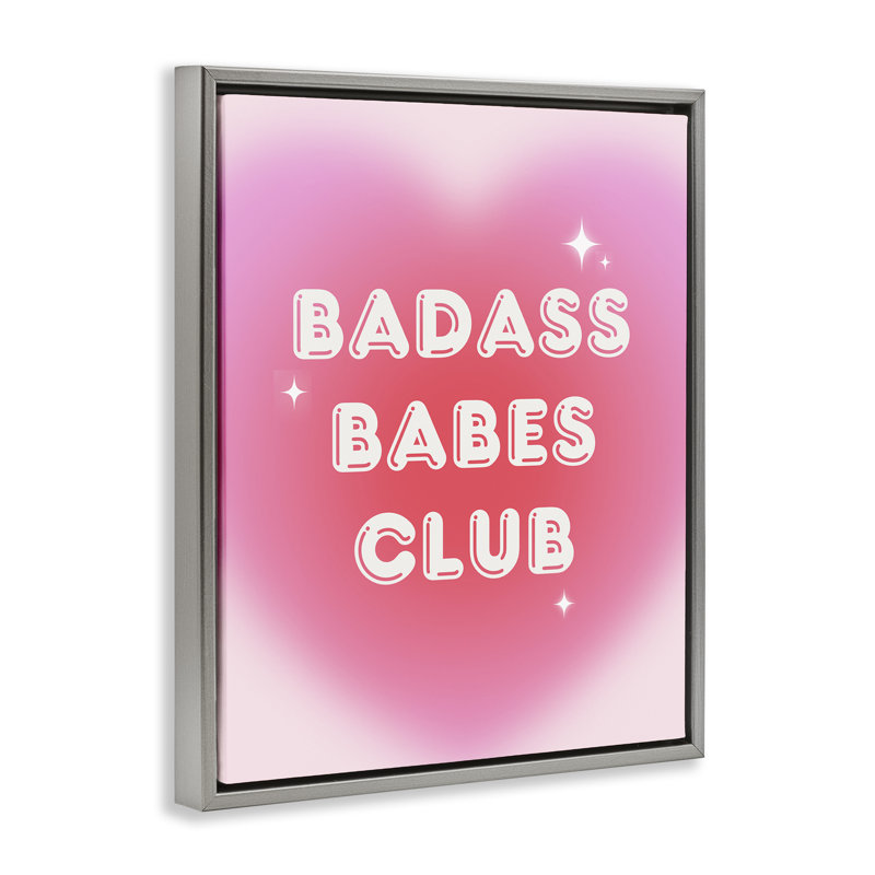 Art mural encadré Bad * ss Babes Club par House of Lulu, Cadre flottant gris lustré, H 31 po x l 25 po