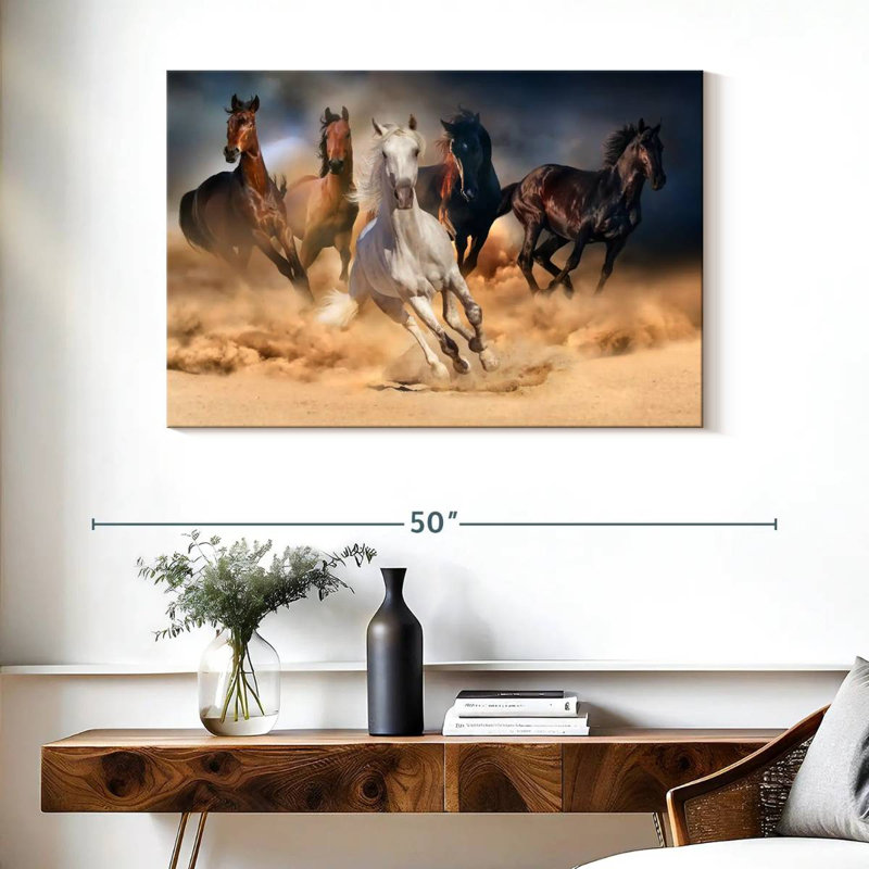 Brampt Sprinting Arab Horses, 26" H x 39" W
