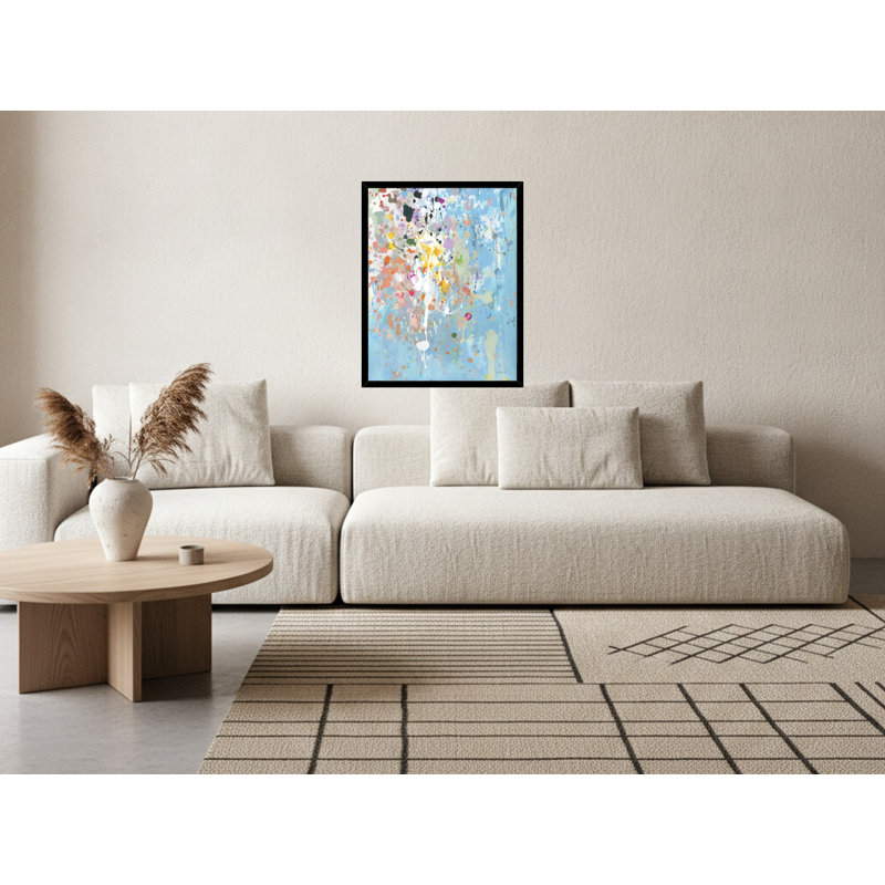 «Vibrant Abstract Drips and Splash» - Art mural sur toile encadrée, Black, 28" H x 22" W