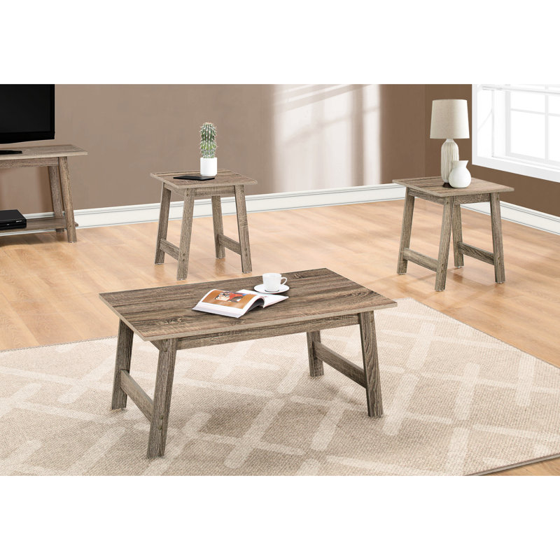 Living Space Table : 3Pcs, Coffee & End Tables In Brown Side For Home Use