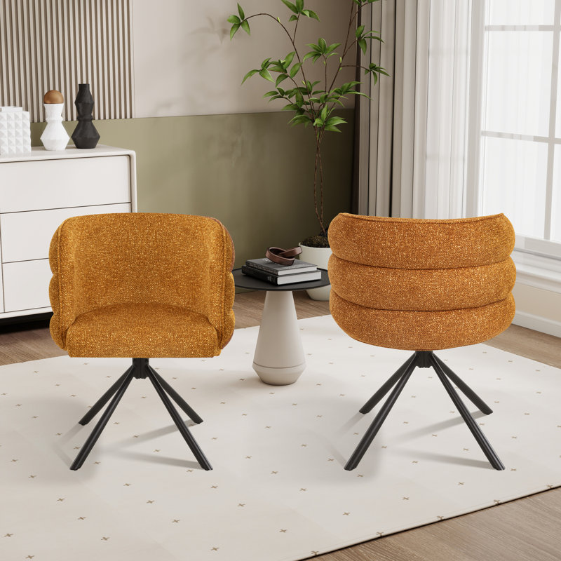 Upholstered 270° Swivel Home Office Task Chair (Set Of 2), Orange