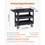 Heavy Duty 3 Shelf Utility Cart With 550LBS Capacity, 360° Swivel Wheels, And Ergonomic Handle For Versatile Use In Warehouses, Garages, And More.